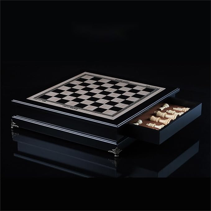 15 "Wooden Chess Set, Large Size Board, Built-in Storage Drawer - 2 Extra Queens - Wooden Chess Pieces - Gift wrap, Adult and Children's Board Games