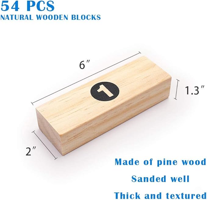 WOOD CITY Giant Tumbling Timber Tower Game (Stacking from 2 to 4 Feet), Classic Jumbo Outdoor Game for Adults Kids Family, 54 Pieces Premium Pine Wood Blocks Toy
