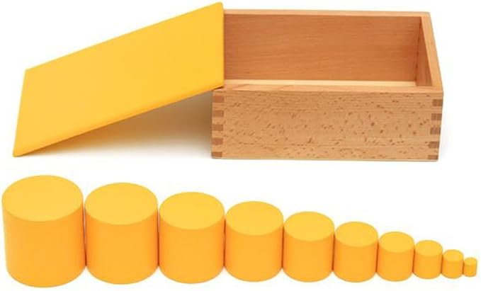 YHZAN Montessori Sensorial Material Knobless Cylinders Kids Wooden Toy (Set of 4) Early Development Tool for Toddlers Wooden Blocks