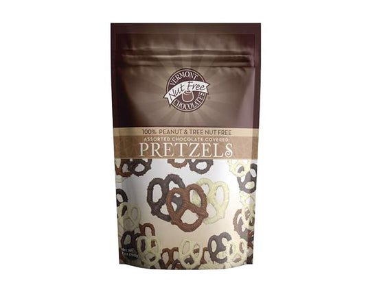 Vermont Nut Free Chocolates Covered Mini Twist Pretzels (Assorted) 7 Ounces, Nut-Free, Egg-Free, Kosher