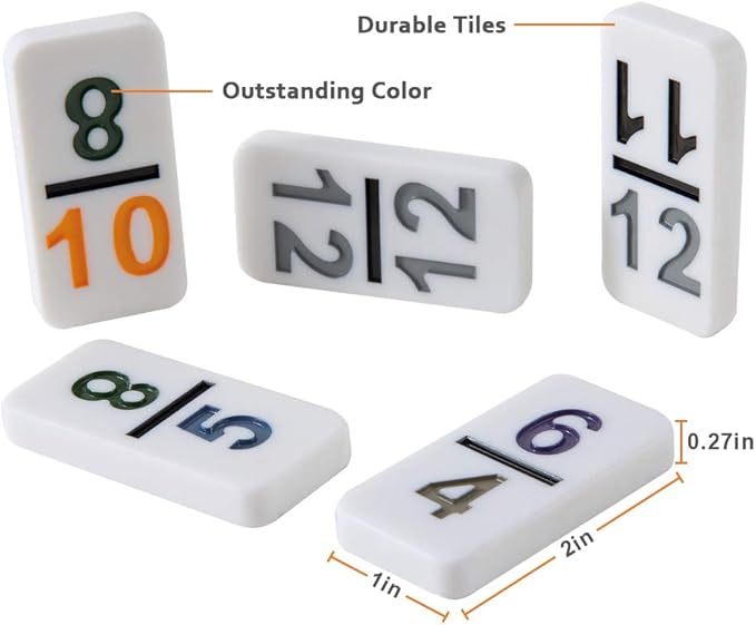 Mexican Train Dominoes with Numbers Double 12 Colored Numerical Dominoes Mexican Train Game Set 91 Tiles Dominoes with 9 Trains, Scoreboard, Octagon Shape Hub and Aluminum Case