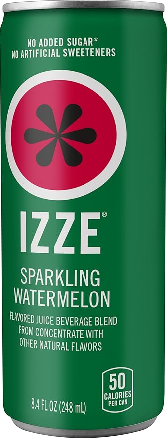 IZZE Sparkling Juice Beverage Blend, Watermelon, No Sugar Added, 8.4 FL OZ, 24 Cans