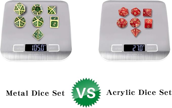 DNDND Metal Dice Set D&D,Glitter Green Heavy DND Dice with Free Metal Case for Role Playing Games Dungeons and Dragons