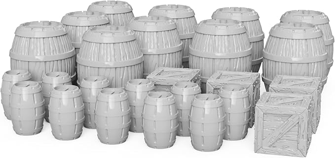 3DEGOS Barrels and Crates Set DND Terrain 28mm for Dungeons and Dragons, D&D, Pathfinder, Warhammer 40k, RPG, Miniatures, Age of Sigmar, Tabletop, D and D, Dungeons and Dragons Gifts