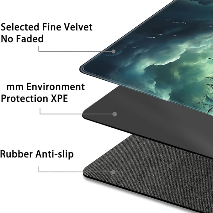 Board Game for TCG Playmat Table Mats Games Size 60X35 cm Mousepad Compatible for MTG RPG CCG Trading Card Game Play mats with 6 Dice (Playmat 127) Retro Sail