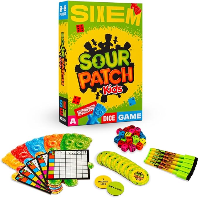 Sixem: Sour Patch Kids Dice Game | Speed, Strategy & Sabotage for Game Night | Perfect for Family Games | 2-5 Players, Ages 13+
