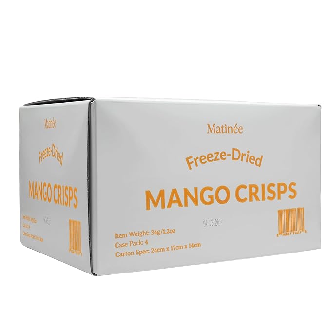 MATINÉE Freeze Dried Mangoes, Dehydrated Fruit, Dried Fruit Snack for Baking, Yogurt & Kids Treats-Vegan, Non-GMO, Preservative Free, 1.2oz, 34g (Pack of 4 Bag)