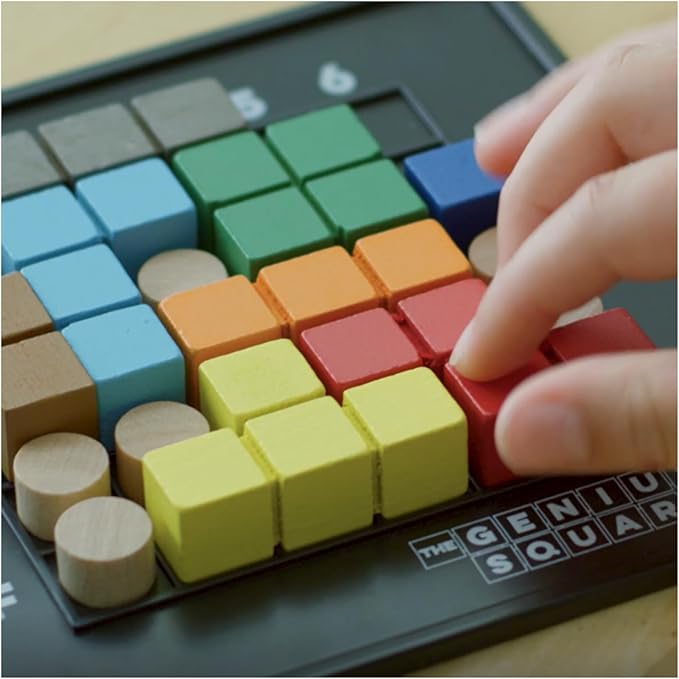 The Genius Square – Game of the Year Award Winner! 60000+ Solutions STEM Puzzle Game! Roll the Dice & Race Your Opponent to Fill The Grid by Using Different Shapes! Promotes Problem Solving Training