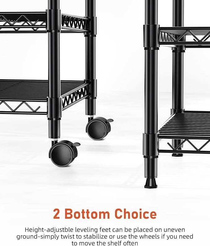 YSSOA 3-Tier Storage Shelves, 24.02" W x 13.78" D x 29.92" H Shelving Unit, 750 Lbs Loading Capacity, Black