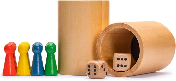 Yellow Mountain Imports 2-in-1 Reversible Wooden Snakes and Ladders, Ludo Game Set - 11.3 inches