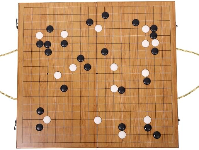19 x19 Folding Go Bowls and Imitation Jade Go Pieces - Classic Strategy Board Game (Weiqi)