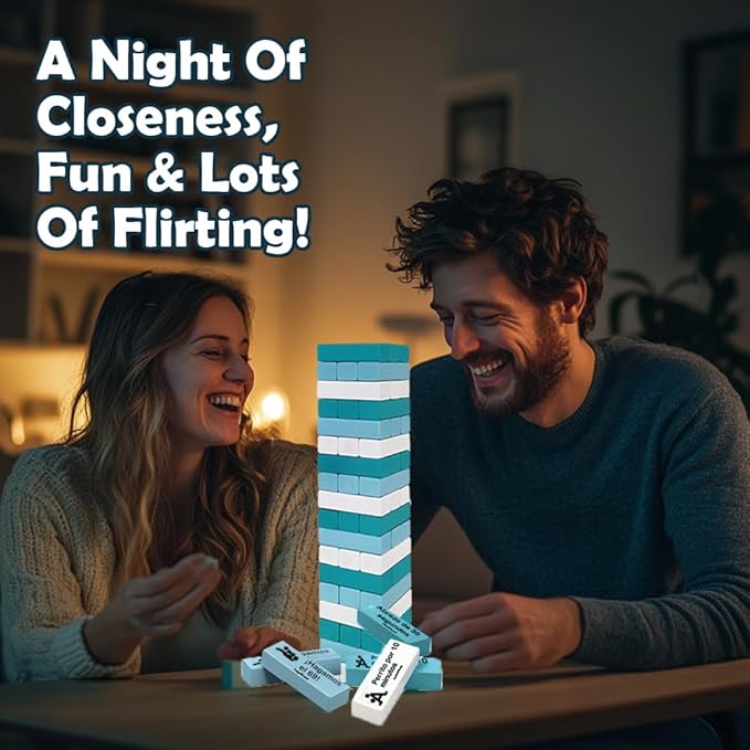 1step2dream Spanish Couple Game Adult Block Game, Flirty Stacking Blocks for Date Night, Hot and Naughty Tasks, Romantic Wooden Game