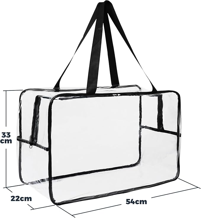 Clear Toy Organizer Bag (8-Pack) 21", Clear Comforter Storage Bags, Large Plastic Storage Organizer for Puzzle, Board Games, Building Blocks, Clothes, Makeup & Toiletry with Zipper/Handle