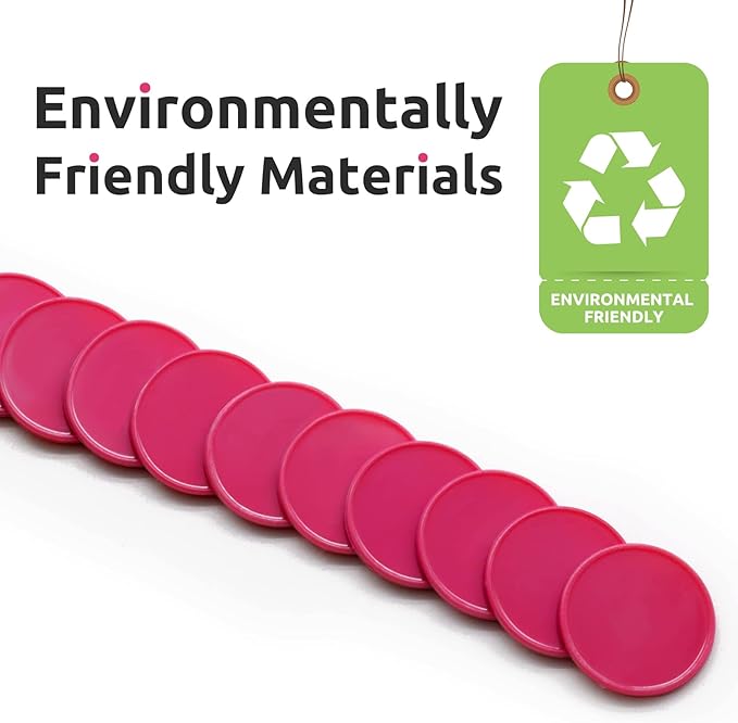 Set of 100 Opaque Plastic Learning Counters Mini Poker Chips Game Tokens with Storage Box (Mediumvioletred, 1 Inch)