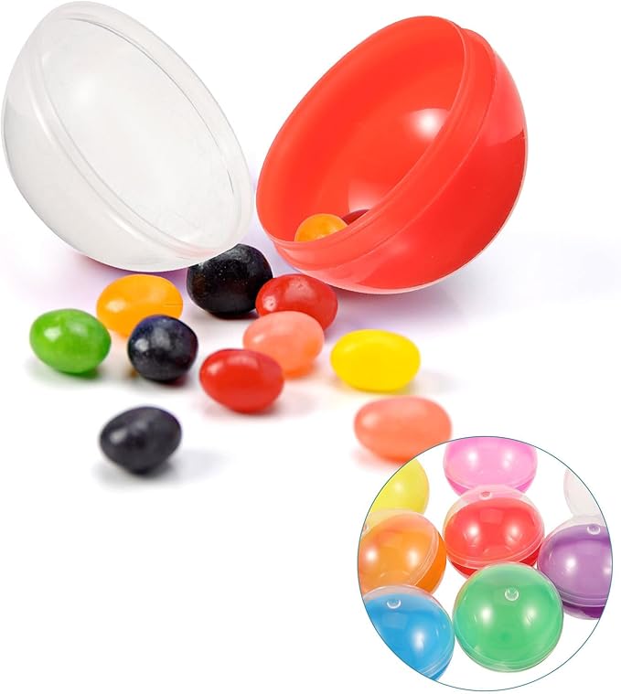 Yardwe 50Pcs Gumball Vending Machine Capsules, Empty Clear Colored Round Capsules Plastic Containers for Prizes Party Favors (1.8 Inch, Random Colors)