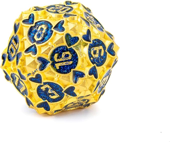 Metal D&D Dice Set 7pcs Dice Set Box Suitable for Dungeons and Dragons MTR PRG Tabletop Games (Gold-Blue)