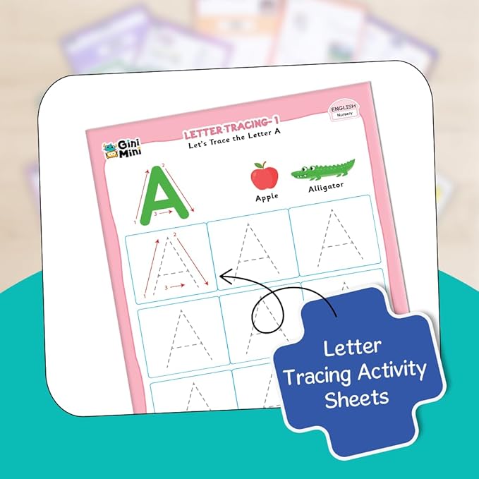 300 Nursery Worksheets (English, Maths, Science, & EVS) with Stickers & Index, Interactive Fun Preschool Learning Activities for Ages 3 and 4