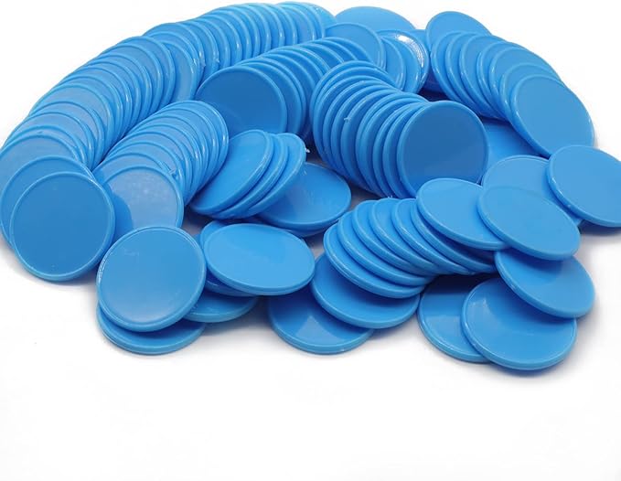 Set of 100 Opaque Plastic Learning Counters Mini Poker Chips Game Tokens with Storage Box (Deepsky Blue, 1.58 Inch)