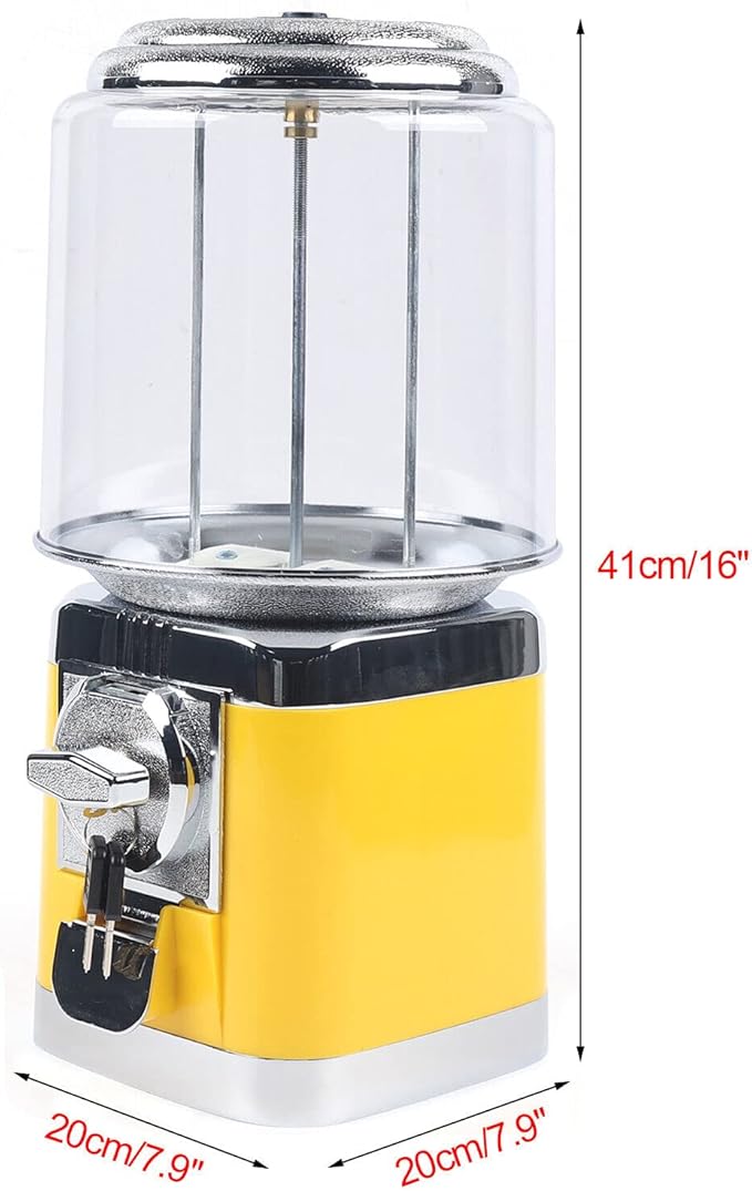 PanDair Gumball Vending Machine Child Toy Candy Machine, Capsules, Bouncy Balls Dispensers US Stock (Yellow)