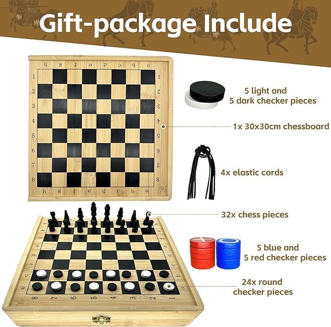 4-in-1 Sling Puck Game Set Super Winner Sling Puck Set, Chess, Checkers, Tic Tac Toe Games, Portable Folding Tabletop Chess Board Game for Adults and Kids