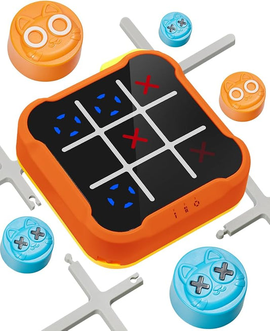 Tic Tac Toe Bolt Game, Electronic 4-in-1 Portable Handheld Puzzle Game for Educational Family Fun and Road Trips for Kids and Adults