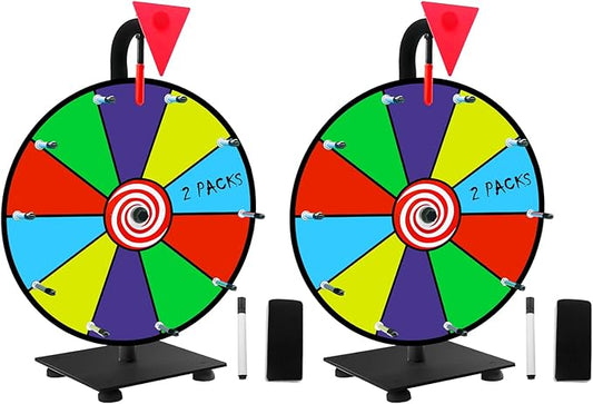 12" Heavy Duty Spinning Wheel for Prizes,10 Colorful Prize Slots Tabletop Spinner,Color Prize Wheel for Trade Show,Fortune Spinning Game,Carnival 2Packs