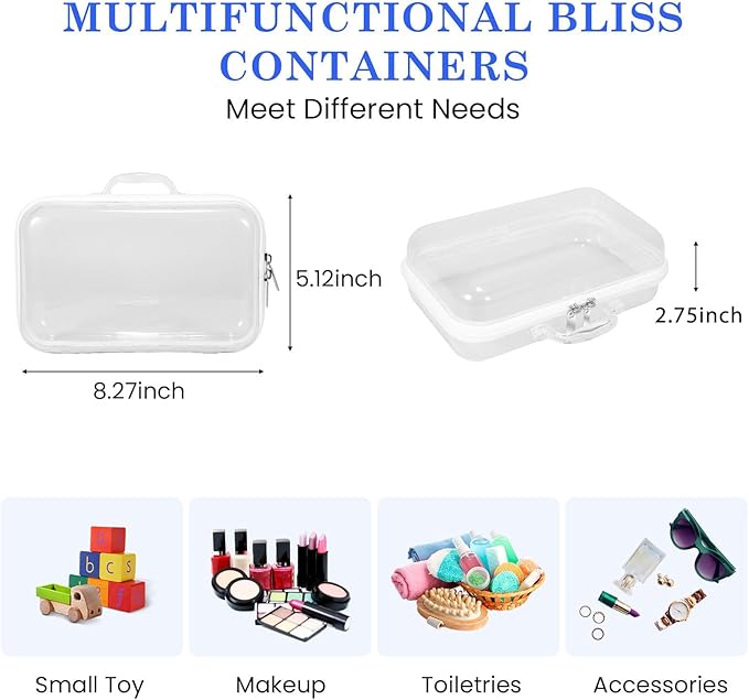 Zippered Hard Pouch, Clear Hard Shell Zipper Case, Clear Plastic Pouches Travel Bags for Kids, Storage for Building Blocks, Puzzles, Cosmetics, Stationery Accessories, Small - 4Pack