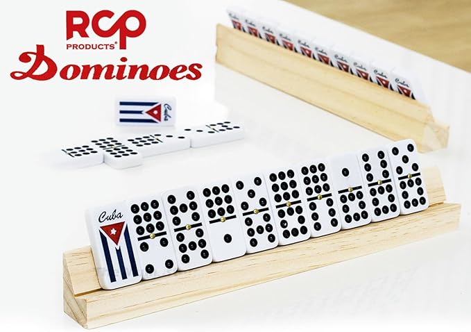 Dominos Set for Adults – Professional Double 9 Dominoes Set of 55 Tiles, Metal Spinner, Classic and Travel Board Game with Wood Case Juegos de Mesa (Cuban Flag)