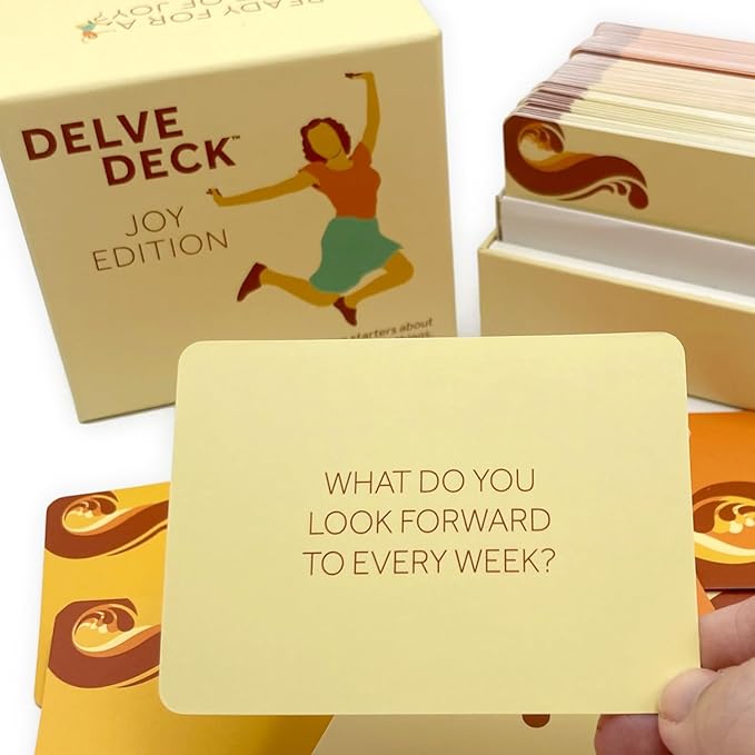 Boredwalk Delve Deck Joy Edition Conversation Cards for Couples, Family and Friends - Question Cards - Gratitude Practice Game for Adults