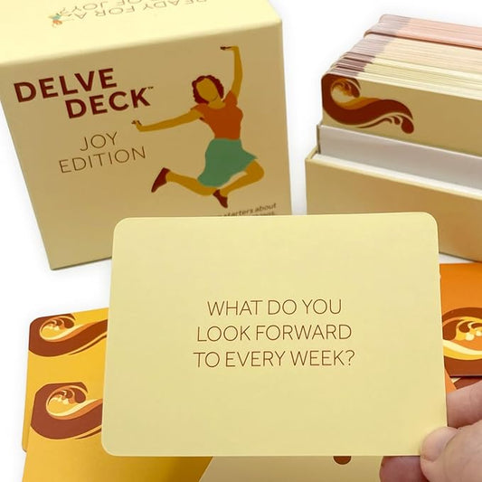 Boredwalk Delve Deck Joy Edition Conversation Cards for Couples, Family and Friends - Question Cards - Gratitude Practice Game for Adults
