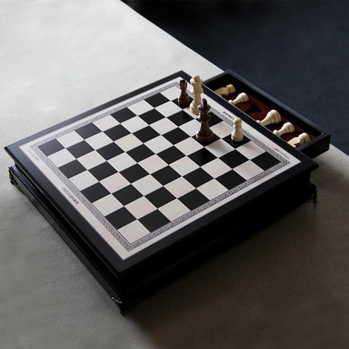 15 "Wooden Chess Set, Large Size Board, Built-in Storage Drawer - 2 Extra Queens - Wooden Chess Pieces - Gift wrap, Adult and Children's Board Games
