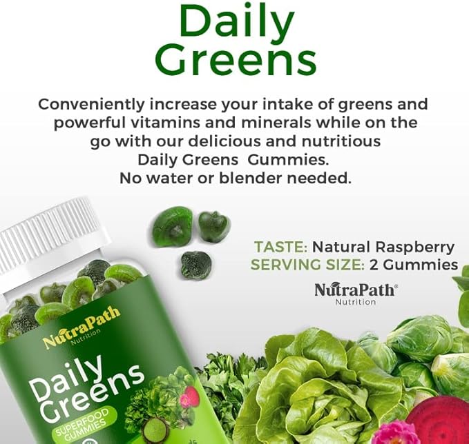 Superfood Daily Greens Gummies - Fruits, Veggies, and Super Foods for Immunity, Energy - 60 Gummies