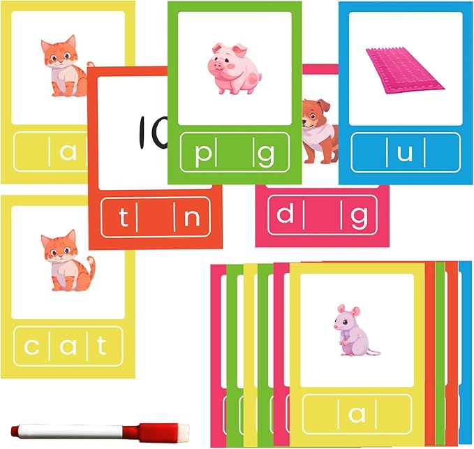 CVC Word Flash Card Games Sight Words Reading Writing Spelling FlashCards for Kindergarten, Toddler Preschool Phonics Learning Activities, Montessori Educational Toys for Kid Age 3 4 5 6…