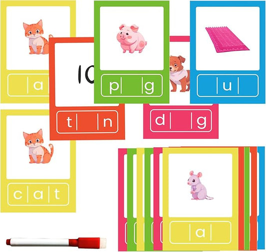 CVC Word Flash Card Games Sight Words Reading Writing Spelling FlashCards for Kindergarten, Toddler Preschool Phonics Learning Activities, Montessori Educational Toys for Kid Age 3 4 5 6…