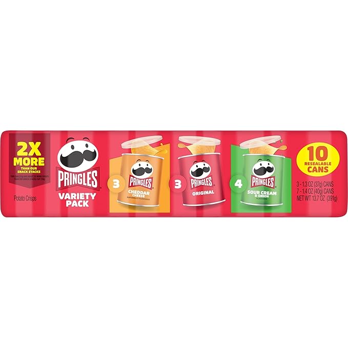 Pringles Potato Crisps Chips, Lunch Snacks, Variety Pack, 13.7oz Pack (10 Cans)