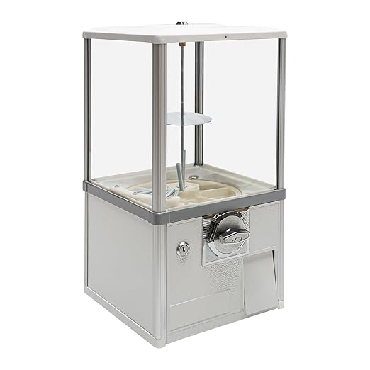 Candy Vending Machine Commercial Gumball Machine Large Load Capacity Gumball Bank for Game Stores and Retail Stores Vintage Style for 1.77-1.97inch Gadgets Height 20.87inch (White)