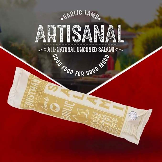 Foustman's Salami Garlic Lamb Artisanal, Nitrate-Free, Naturally Cured, Gluten-Free, Dairy-Free, No Pork, 8 Oz Sticks