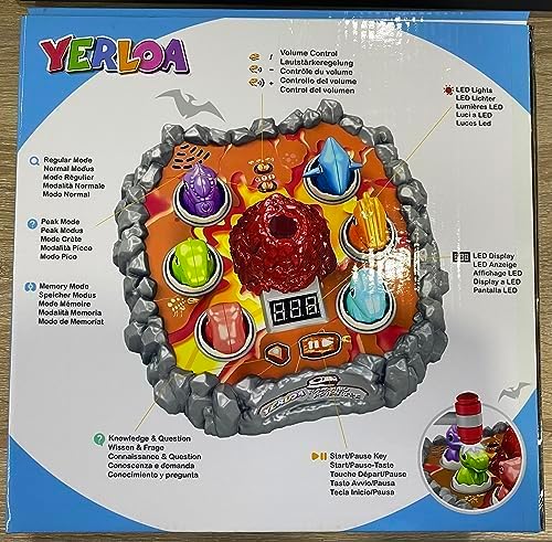 Yerloa Whack Game Mole Dinosaur Toys for Kids 2 3 4 Year Old Boy Birthday Gift, Sensory Toddler Boy Toys for Ages 2-4 2-3 4-6 3-5 Dino Volcano Learning Easter Gifts with 2 Hammers, Music Spray Light