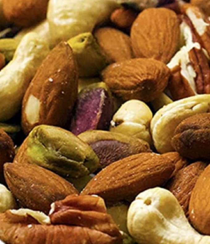 Dry Roasted Deluxe Mixed Nuts with Himalayan Salt (4 Lbs) - A Super Tasty Mix of Almonds, Brazil Nuts, Cashews, Pecans & Pistachios - Farm Fresh Nuts Brand