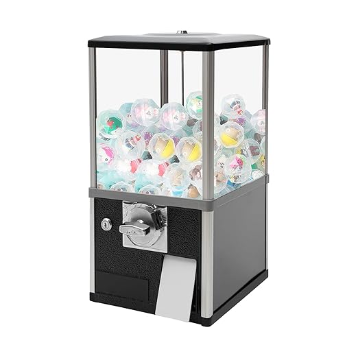 Commercial Gumball Candy Vending Machine Large Load Capacity Gumball Bank for Game Stores and Retail Stores Vintage Style for 1.77-1.97inch Gadgets Height 20.87inch (Black)