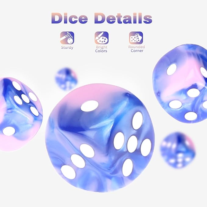 36 Pieces 12mm 6 Sided Mini Dice Set,Two Colours D6 Game Dice Set,6 Sided Standard Game Dice for Board Games Dice Games Classroom Teaching Dices Game,with Portable Gaming Box(Pink & Blue)