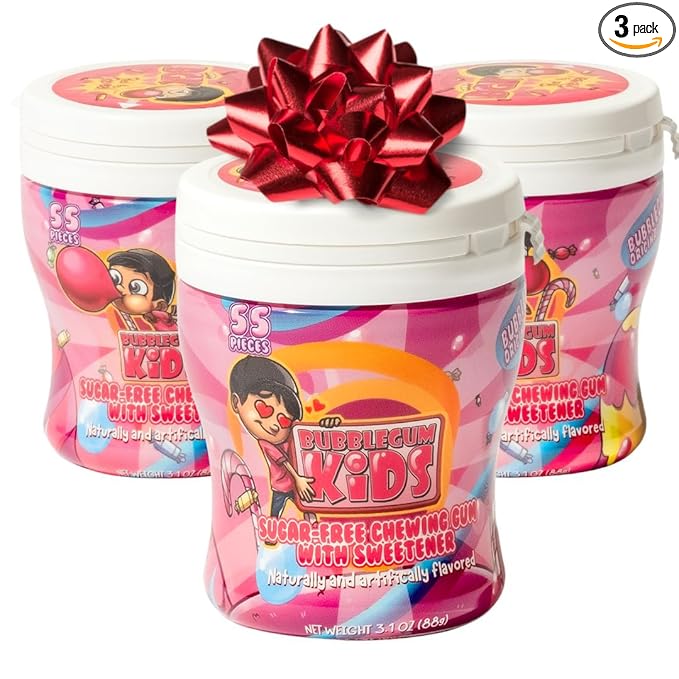 Bubblegum Kids Sugar-Free Gum - Classic Bubblegum Flavor Sugar Free - Bubble Gum for Kids and Adults Craving Nostalgia - Vegan and Kosher Friendly, Parent Approved - Pack of 3