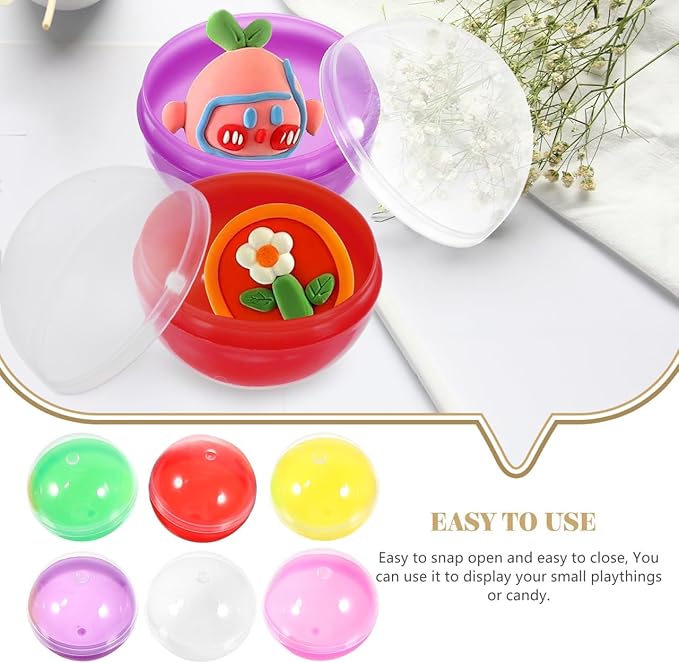 Vaguelly 50Pcs Colorful Plastic Vending Machine Capsules 1.1 Inch Round Balls for Gumball Machines, Party Favors, DIY Crafts, and Surprise Prizes