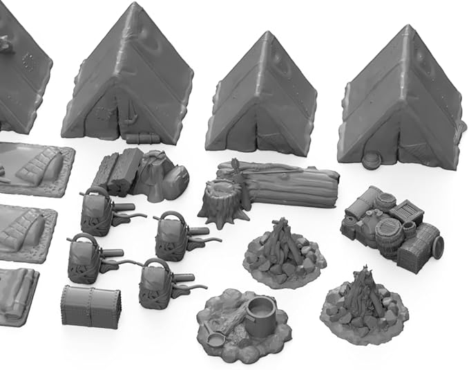 Adventure Camp Set DND Terrain 28mm for Dungeons and Dragons Terrain, D&D, Pathfinder, Warhammer 40k, RPG, Miniatures, Tabletop, D and D, Dungeons and Dragons Gifts
