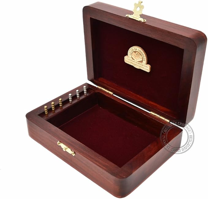 2 Track - Wooden Cribbage Board/Box - Inlaid in Maple Wood/Bloodwood - Storage for Pegs & One Deck of Cards - 60 Points - Non Continuous (Maple Wood/Bloodwood)