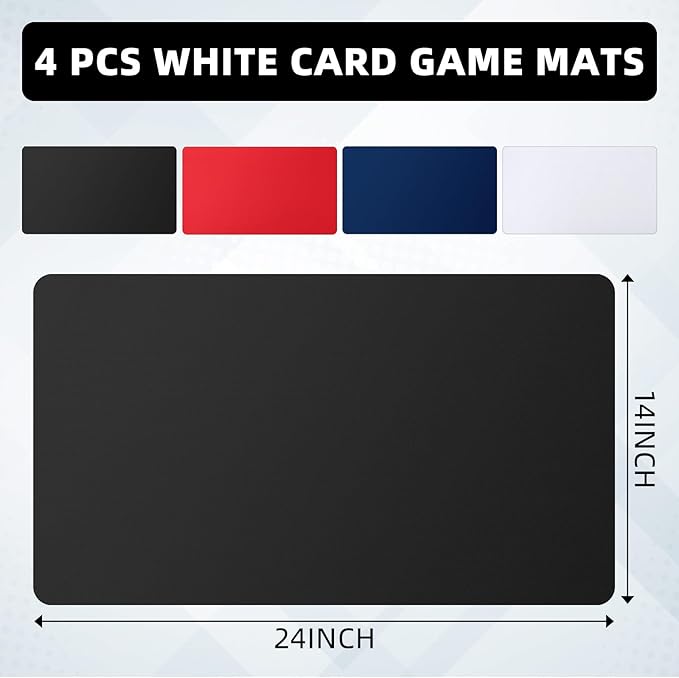 Yexiya 4 Pcs Card Game Mats 14 x 24 Inch Playmat Sublimation Blanks Playmat Smooth Card Playing Mat for Board Games,and Collectible Playing(Black, Red, Blue, White)