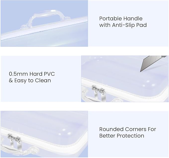 Zippered Hard Pouch, Clear Hard Shell Zipper Case, Clear Plastic Pouches Travel Bags for Kids, Storage for Building Blocks, Puzzles, Cosmetics, Small Items, Stationery Accessories,6Pack