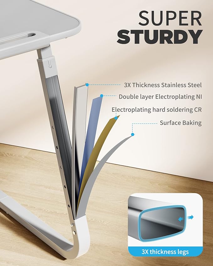 SAIJI TV Tray Table - Heavy Duty Extra Large TV Tray, Upgraded TV Dinner Trays for Eating Snack Food, Tilt & Height Adjustable TV Tray Laptop Desk for Sofa & Bedside Small Table