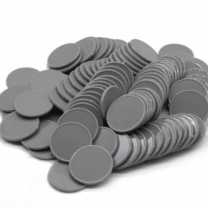 Set of 100 Opaque Plastic Learning Counters Mini Poker Chips Game Tokens with Storage Box (Gray, 1.58 Inch)