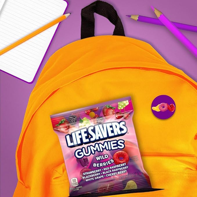 LIFE SAVERS Wild Berries Gummy Candy, 3.22 oz Bags (Pack of 12)